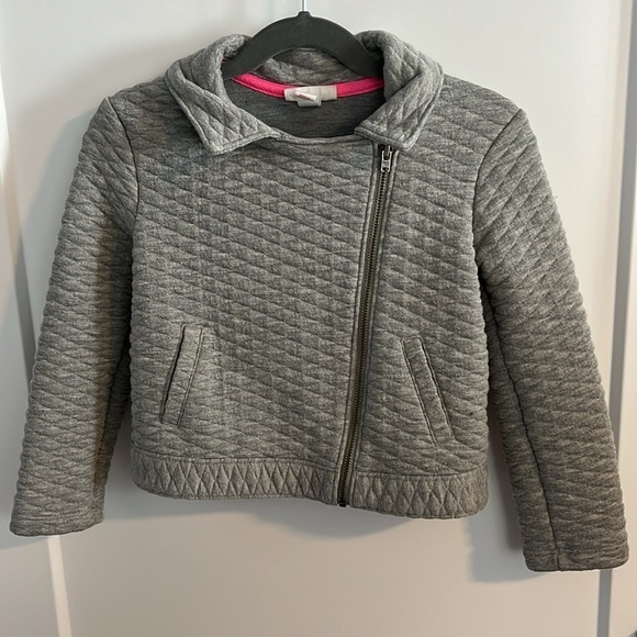Gray Quilted Stretch Moto Jacket 5 T - Picture 6 of 8
